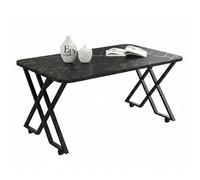 EMIDECO Table Basse rectangulaire marbre Noir métal Noir Pieds croisés - Table Salon Moderne avec roulettes ou Patins - Table Basse Design contemporaine - Meuble Salon élégant Robuste