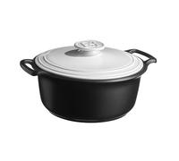 Emile Henry Cocotte Ronde Sublime+ 7 L - Céramique Haute Performance Tous Feux dont Induction - Cuisson Homogène et Mijotée - Coloris Craie - Fabriqué en France