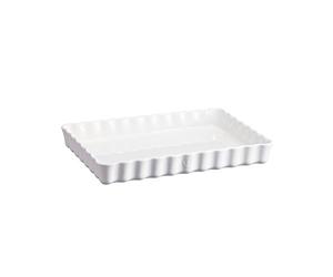 Emile Henry EH116038 Tourtière Rectangulaire, Céramique, Blanc Farine, 33, 5 x 24 x 5 cm