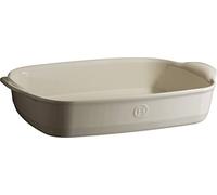 Emile Henry Grand Plat à Four Rectangulaire 42 x 27 cm - Céramique Haute Résistance Beige Argile - Plat à Gratin et Rôtis - Fabriqué en France