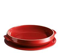 Emile Henry Set Tarte Tatin 29 cm - Moule et Plat de Service en Céramique Rouge Grand Cru - Caramel Parfait et Démoulage Facile - Fabriqué en France
