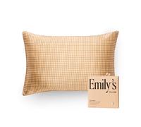 Emily's Pillow - Taie d'oreiller en Pure Soie de Mûrier Biologique - 22 Momme - Qualité Supérieure Grade 6A - Certifiée Oeko-Tex - Vichy Camel - 51x76 cm