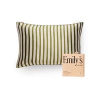 Emily's Pillow - Taie d'oreiller en Pure Soie de Mûrier Biologique - 22 Momme - Qualité Supérieure Grade 6A - Certifiée Oeko-Tex - Rayure Vert - 51x76 cm