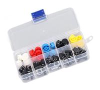 Eminchu Ensemble de 25 Interrupteurs Tactiles Ronds, 12x12x7.3mm, Interrupteur à Bouton-poussoir SMD momentané Durable pour L'électronique de Bricolage, Rouge Bleu Blanc Jaune Noir