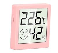 Eminchu Hygromètre Numérique de Haute Précision et Thermomètre D'ambiance, Mini Dispositif de Mesure électronique pour le Bureau et la Maison, Matériau ABS (PINK)