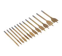 Eminchu Jeu de Forets Plats pour le Travail du Bois en Acier à Haute Teneur en Carbone, 13 Forets à Pelle pour un Perçage Facile dans le Bois, la Fibre de Verre et le PVC
