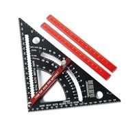 Eminchu Règle Triangulaire Multifonction Réglable Carrée de Charpentier de 7 Pouces pour les Projets de Menuiserie avec 2 Crayons (Métrique 16CM)