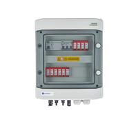 EMITER EM-1102_DCAC Tableau de distribution DCAC, IP65, SPD DC Dehn 1000V type 2, 2 x chaîne PV, 2 x MPPT, SPD AC Dehn type 2, 10A 3-F, RCD type A 40A/300mA