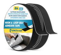 EMITEVER Scratch Autocollant Double Face Extra Fort, 8m x 20mm Noir | Adhésif à Base épaissie de 1,1 mm, Imperméable et Résistant à la Chaleur, Ne Laisse Pas de Traces, Pose Sans Clous,Rouleau