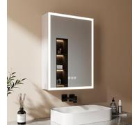 EMKE Armoire de Salle de Bain avec Éclairage, 50x70x14,5 cm,Antibuée