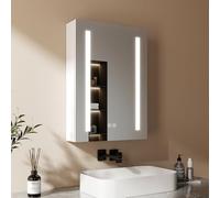 EMKE Armoire de Salle de Bain avec Miroir et Éclairage 50x70cm, Blanc
