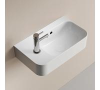 EMKE Lave-Mains 45 cm,455 x 270 x 150 mm,Robinet à Gauche, Blanc Brillant | Petit Lavabo Suspendu Rectangulaire en Céramique，Vasque Murale Format pour Petite Salle de Bain et WC(Sans Robinet ni Bonde)