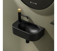 EMKE Lave-Mains Noir Mat 40 x 21,5 x 12 cm, Robinet à Gauche | EMKE Lave-Mains Noir Mat 40 x 21,5 x 12 cm, Robinet à Droite(Sans Robinet ni Bonde)