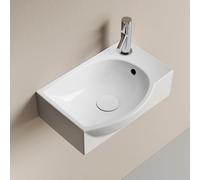 EMKE Lave-Mains pour WC Étroit 40 cm, Robinet à Droite, 405 x 280 x 140 mm | Petit Lavabo Céramique Rectangulaire Blanc Brillant, Petite Vasque Suspendue au Mur Gain de Place(Sans Robinet ni Bonde)