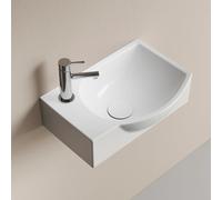 EMKE Lave-Mains pour WC Étroit 40 cm,Robinet à Gauche, 405 x 280 x 140 mm | Petit Lavabo Céramique Rectangulaire Blanc Brillant, Petite Vasque Suspendue au Mur Gain de Place(Sans Robinet ni Bonde)