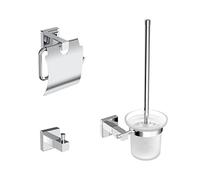EMKE Lot de 3 Porte-Serviettes de Salle de Bain en Acier Inoxydable Autocollant Mural pour Salle de Bain, Porte-Serviettes, Brosse WC et Porte-Papier Toilette avec décoration chromée