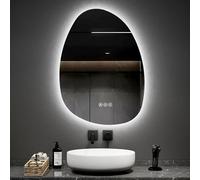 EMKE Miroir de Salle de Bain avec Éclairage Asymétrique,75 x 55 cm
