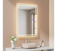 EMKE Miroir de Salle de Bain avec lumière LED, 50 x 70 cm, Miroir de Salle de Bain avec capteur de Mouvement, Anti-buée, 3 Couleurs de lumière réglables, arrêt Automatique après 1 Heure, IP44, Miroir