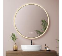EMKE Miroir de Salle de Bain avec lumière Ronde 60 cm, Miroir LED Rond avec Interrupteur Tactile, Anti-buée et Fonction mémoire, Miroir de Salle de Bain Rond avec lumière Tricolore réglable (Noir)