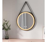 EMKE Miroir de Salle de Bain LED Rond,ф 50 cm,Cadre Noir