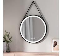 EMKE Miroir de Salle de Bain LED Rond,ф 70 cm,Cadre Noir