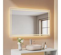 EMKE Miroir LED, 60x100 cm, 2 Températures de Couleur | Interrupteur à Bascule, Horizontale/Verticale, Miroir Salle de Bain avec Éclairage，IP44