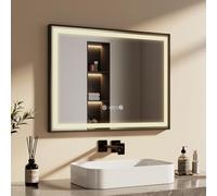 EMKE Miroir Lumineux Salle de Bain 80 x 60 cm, 4300 K Luminosité réglable