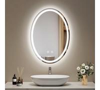 EMKE Miroir Ovale Salle de Bain avec éclairage 50x70 cm, Anti-Buée