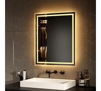 EMKE Miroir Salle de Bain,60 x 50 cm avec Interrupteur à Bouton,Anti-buée