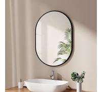 EMKE Miroir Salle de Bain 60 x 80 cm, Cadre Noir,Ovale