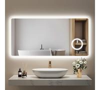 EMKE Miroir Salle de Bain LED 120 x 60 cm, Loupe 3 Fois,6500K