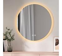 EMKE Miroir Salle de Bain LED Rond 80 cm, avec Interrupteur Tactile