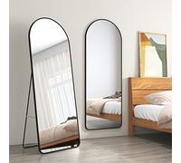EMKE Miroir sur Pied 160 x 60 cm, Miroir Plein Pied avec Cadre en Aluminium pour Salon, Chambre, Vestiaire, Noir