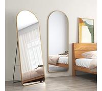 EMKE Miroir sur Pied 160 x 60 cm, Miroir Plein Pied avec Cadre en Aluminium pour Salon, Chambre, Vestiaire, Doré