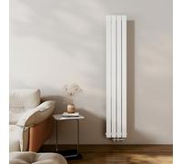 EMKE Radiateur Compact, 1800 x 300 mm, 627 W, Blanc,Simple Panneau | Radiateur Vertical, Étroit et Haut pour Salle de Bain, Radiateur Mural à Panneau Plat, Connexion Centrale, Design Élégant