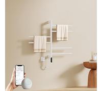 EMKE Radiateur de Salle de Bain électrique 782 x 450 mm, sèche-Serviettes pivotant à 180° avec contrôle par Application WiFi, Chauffe-Serviettes avec Thermostat et minuterie pour Montage Mural, 135 W