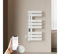 EMKE Radiateur de salle de bain électrique 850 x 400 mm, sèche-serviettes intelligent avec contrôle par application WiFi, minuterie et thermostat, chauffe-serviettes pour montage mural, 230 W, IP45