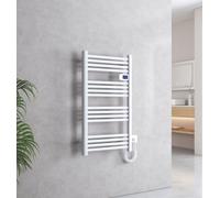 EMKE Radiateur de salle de bain Électrique Blanc Sèche-serviettes Thermostat 960 x 540mm Radiateur avec minuterie et affichage numérique 500 watts sans thermoplongeur