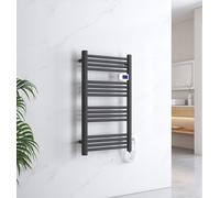 EMKE Radiateur de salle de bain Électrique Noir Sèche-serviettes avec thermostat 960 x 540mm Radiateur avec minuterie et affichage digital 500 watts sans thermoplongeur
