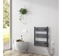 EMKE Radiateur de salle de bain électrique Sèche-serviettes inclus Radiateur 75x60cm Anthracite Courbé Radiateur design pour salle de bain
