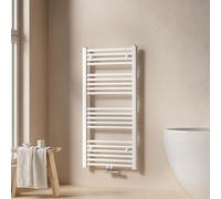 EMKE Radiateur de salle de bain Sèche-serviettes Radiateur 50x100cm Puissance 427 watts Blanc Raccord central Chauffage sans thermoplongeur