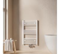 EMKE Radiateur de salle de bain Sèche-serviettes Radiateur 50x75cm Puissance 291 watts Blanc Radiateur de salle de bain Raccord central Chauffage sans thermoplongeur