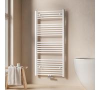 EMKE Radiateur de salle de bain Sèche-serviettes Radiateur 60x120cm Puissance 598 watts Blanc Radiateur de salle de bain Raccord central Chauffage sans thermoplongeur