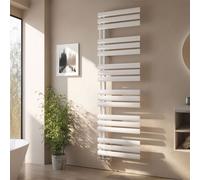 EMKE Radiateur de salle de bain tubulaire Tubes ovales Sèche-serviettes Chauffe-serviettes vertical Raccord latéral pour eau Blanc 174×50cm 683W sans thermoplongeur