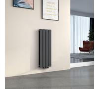 EMKE Radiateur Design double couche panneau de chauffage 900x300mm Anthracite Radiateur de salle de bain 446 Watts raccord central Radiateur plat sans thermoplongeur