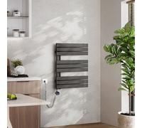EMKE Radiateur électrique design à panneaux avec thermostat et minuterie pour chauffe-serviettes ouvert sur le côté Vertical 400 watts 60 cm x 76 cm Anthracite
