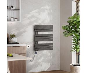 EMKE Radiateur électrique design à panneaux avec thermostat et minuterie pour chauffe-serviettes ouvert sur le côté Vertical 400 watts 60 cm x 76 cm Anthracite