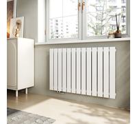EMKE radiateur horizontal design panneau 630×1000 mm blanc, plat simple, raccord latéral, 730 W, sans résistance électrique sans thermoplongeur