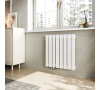 EMKE radiateur horizontal design panneau 630×620 mm blanc, plat simple, raccord latéral, 450 W, sans élément chauffant sans thermoplongeur