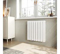EMKE Radiateur Horizontal, Panneau de chauffage design 630x620mm Blanc Double épaisseur plat Raccord latéral Chauffage, 826W sans thermoplongeur